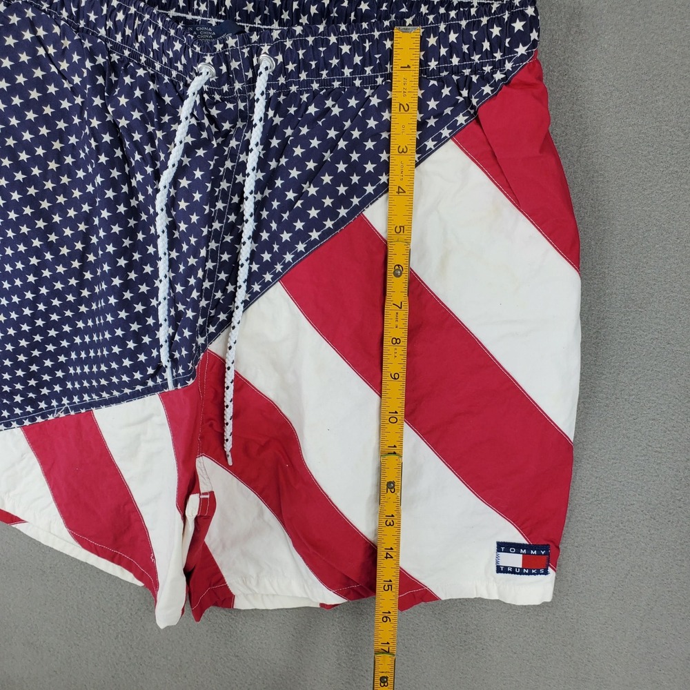 Tommy Hilfiger Swim Trunks Sz L Multi Color Stars Stripes Patriotic Flag Vintage - Picture 6 of 6
